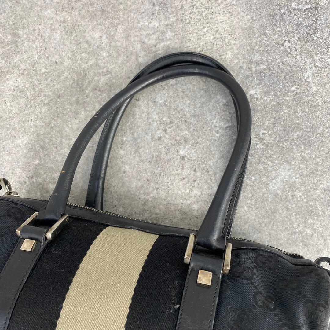 GUCCI グッチ GG柄 キャンバス ミニボストン ハンドバッグ ブラック