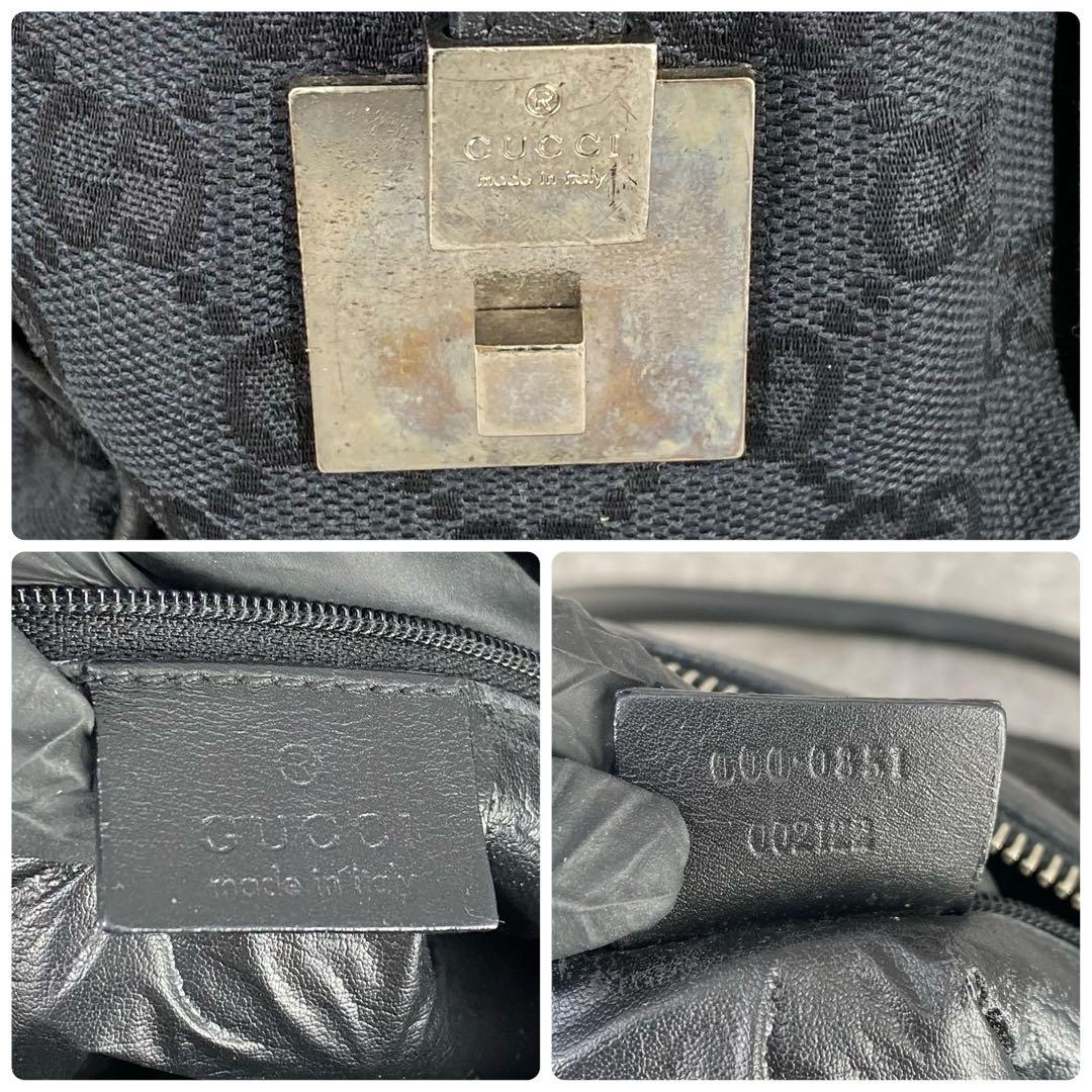 GUCCI グッチ GG柄 キャンバス ミニボストン ハンドバッグ ブラック