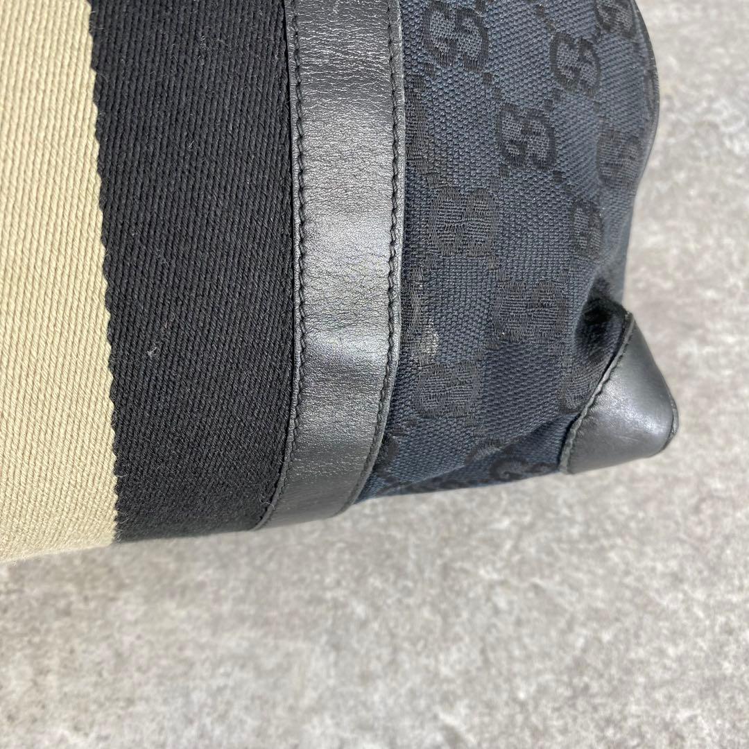 GUCCI グッチ GG柄 キャンバス ミニボストン ハンドバッグ ブラック