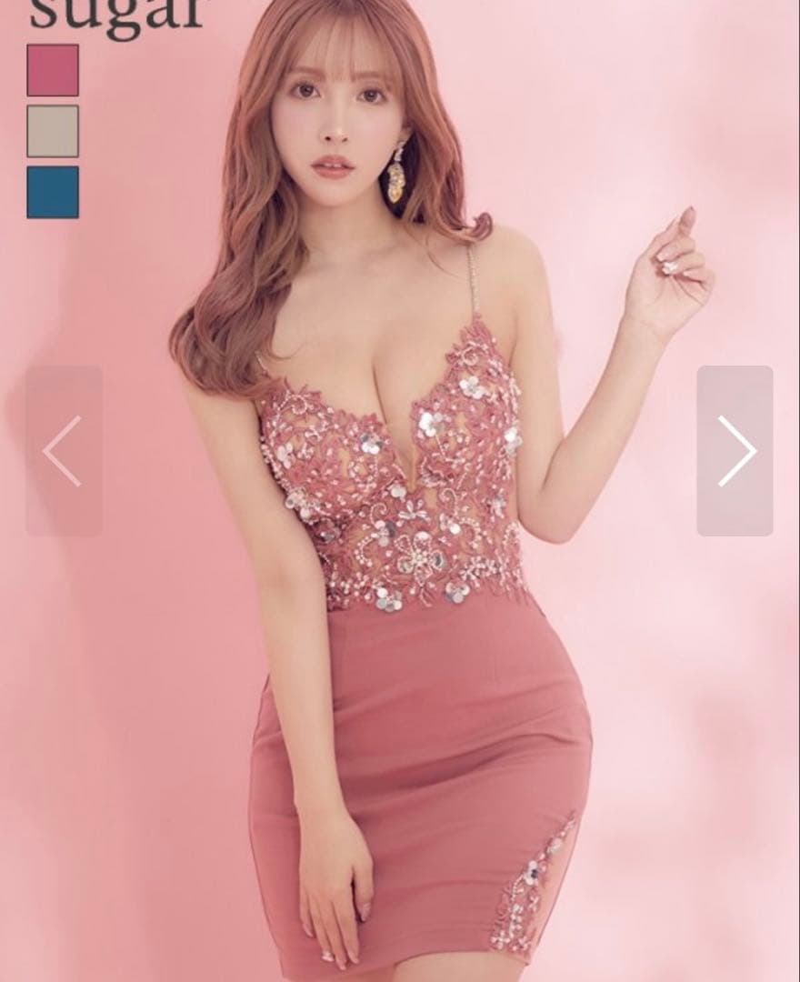 エンジェルアール ビジュー タイト ミニドレス キャバドレス ピンク　ドレス