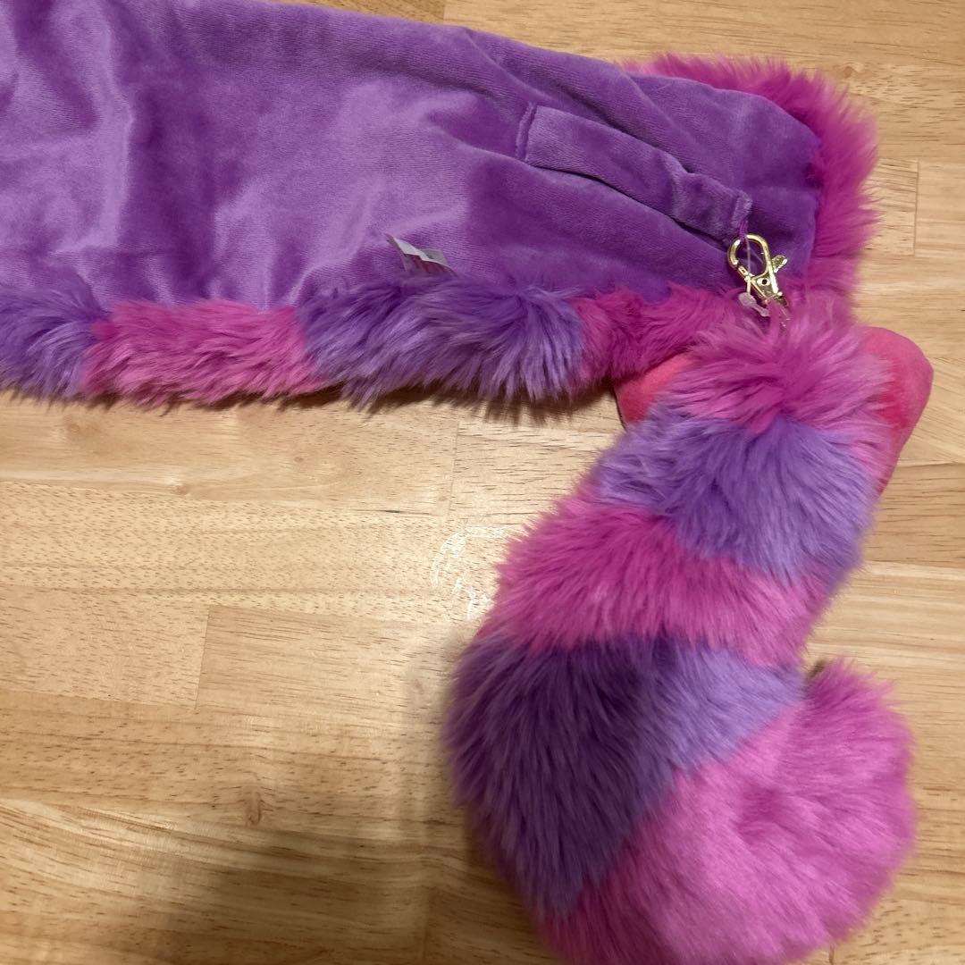 レア　チシャ猫　チャーム付きマフラー　ティペット　ディズニー　不思議の国のアリス