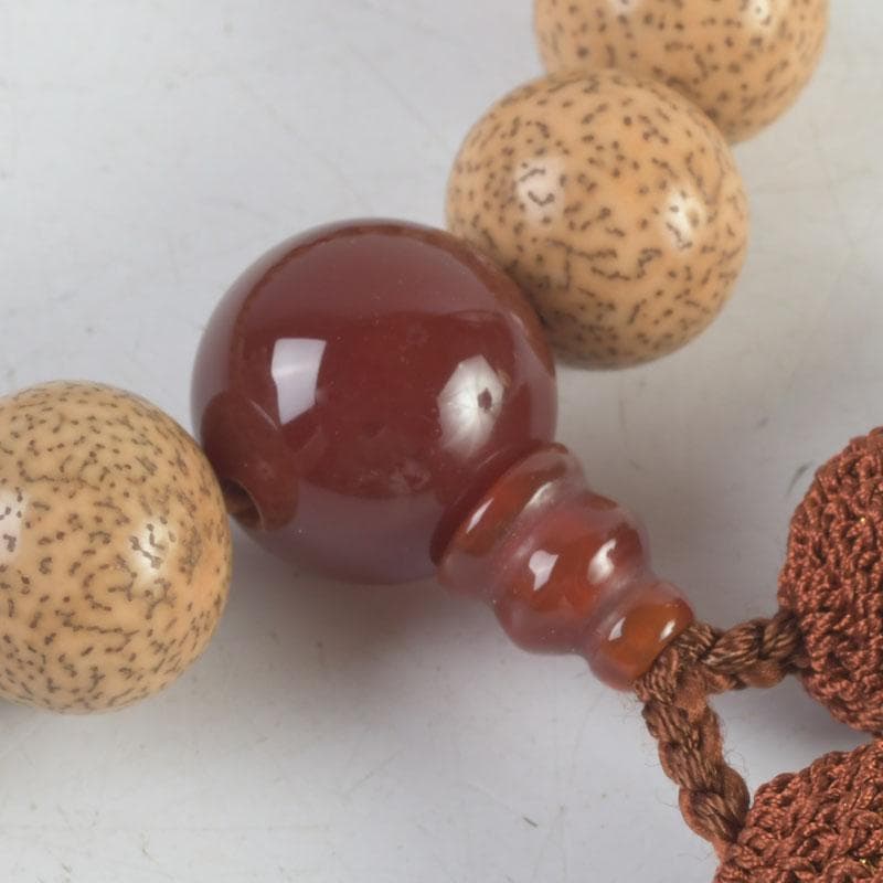 仏教美術 正絹房 赤瑪瑙 星月菩提珠 京念珠 数珠 共箱 N