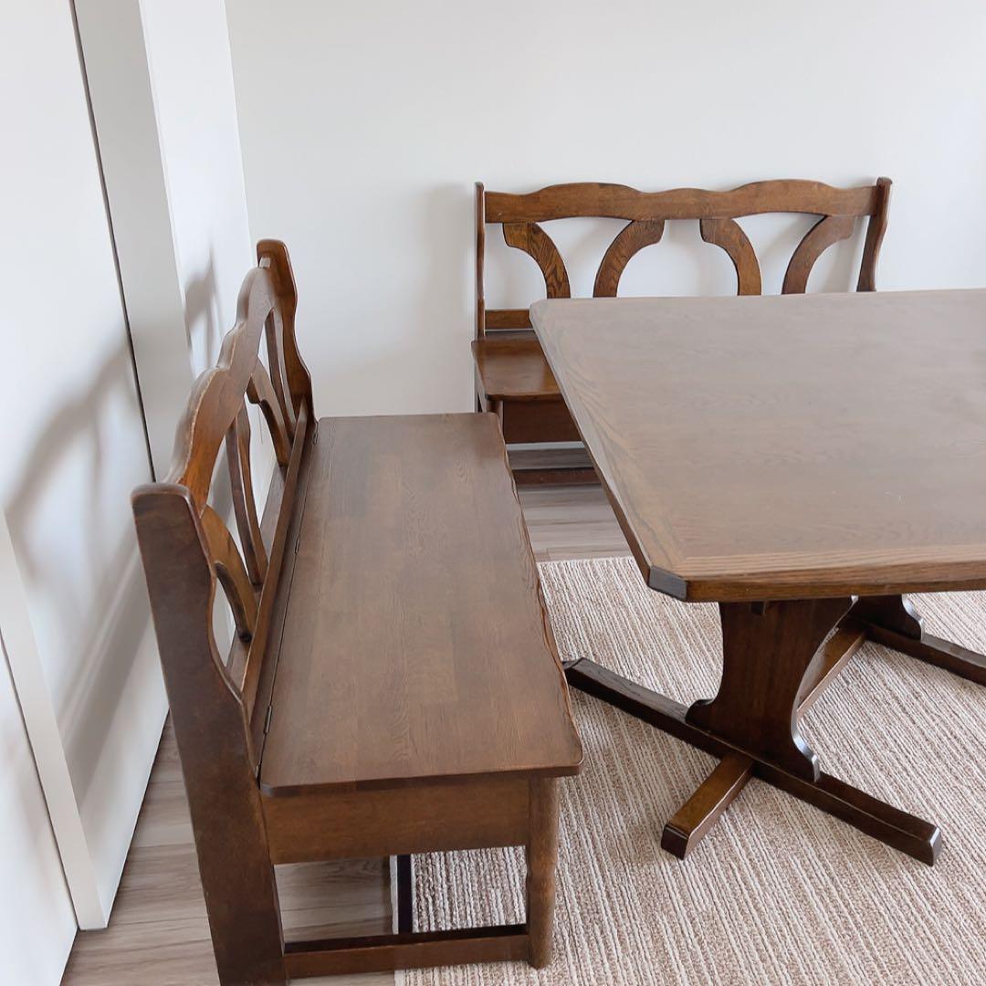 昭和レトロ 木製 ダイニングテーブル 椅子セット 大正堂 家具 古民家 カフェ風