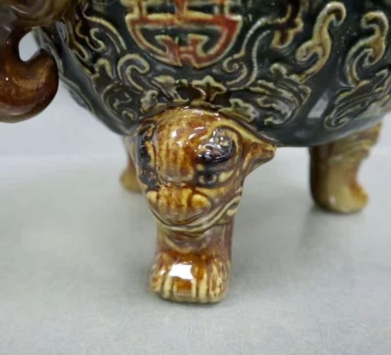 パステル福寿図紋磁器香炉 香道具 景徳鎮 工芸品 美術品 置物