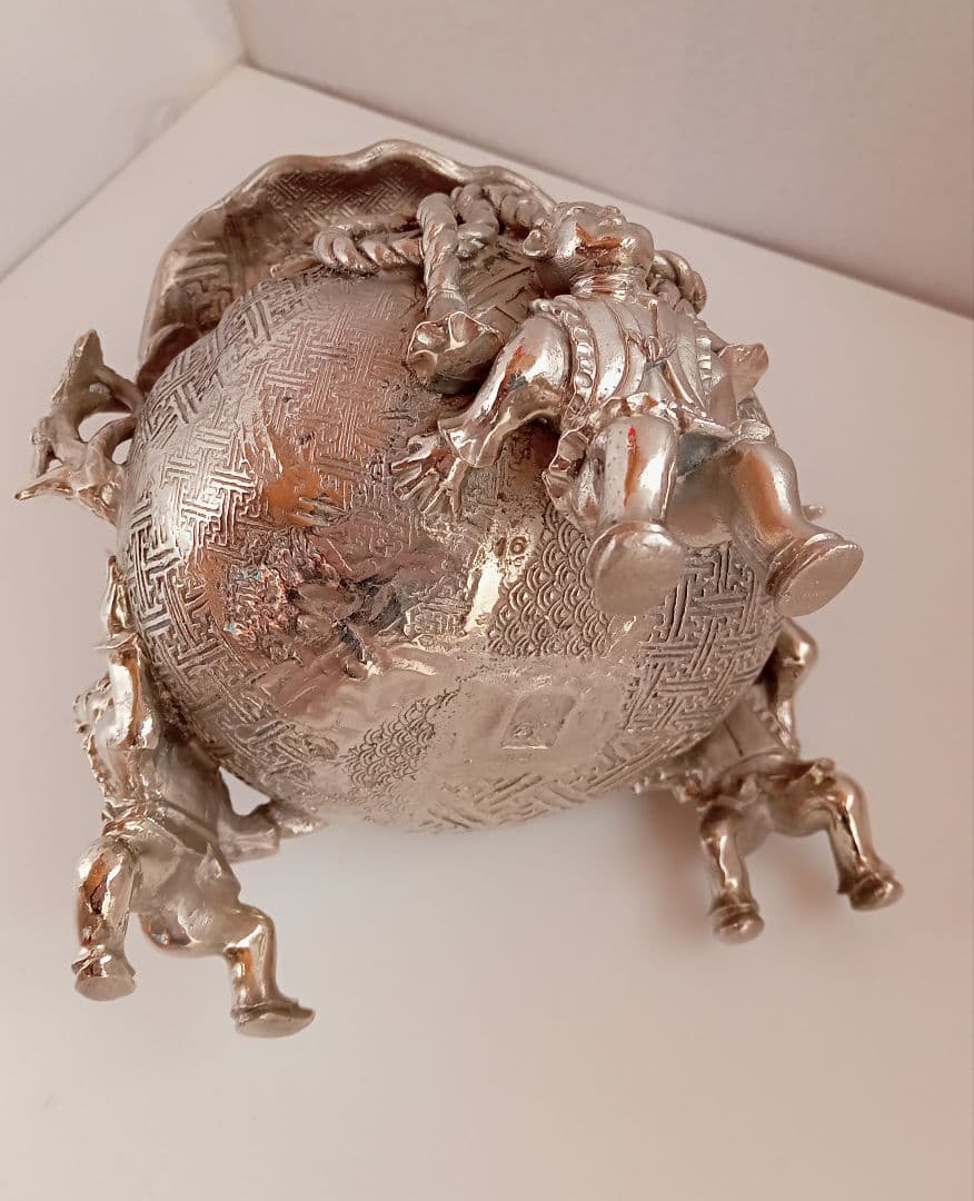 香炉 二上常太郎 元威 茶袋型香炉 洋銀 伝統工芸