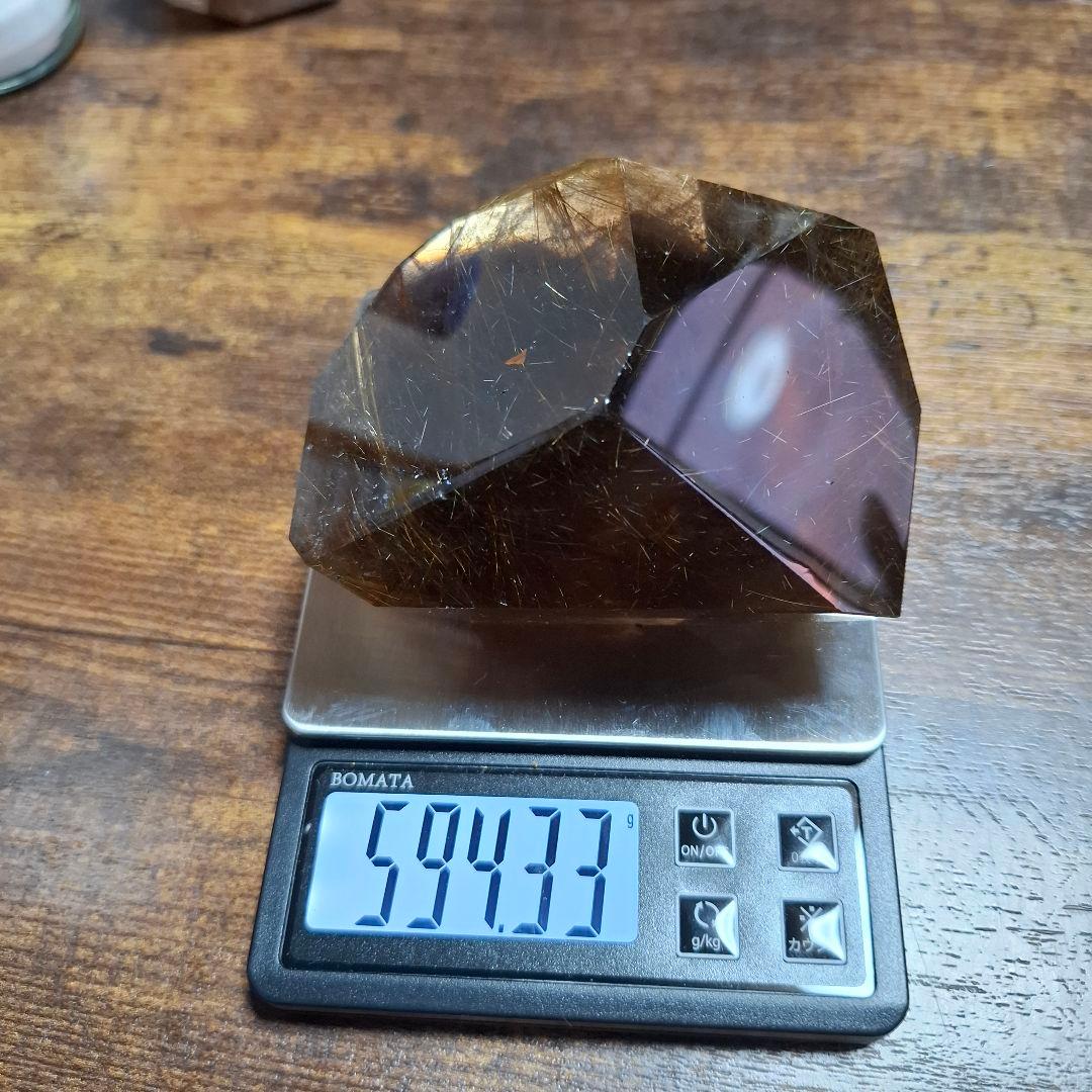 ルチルクォーツ 514g スモーキークォーツ 水晶 原石 鑑賞石 自然石