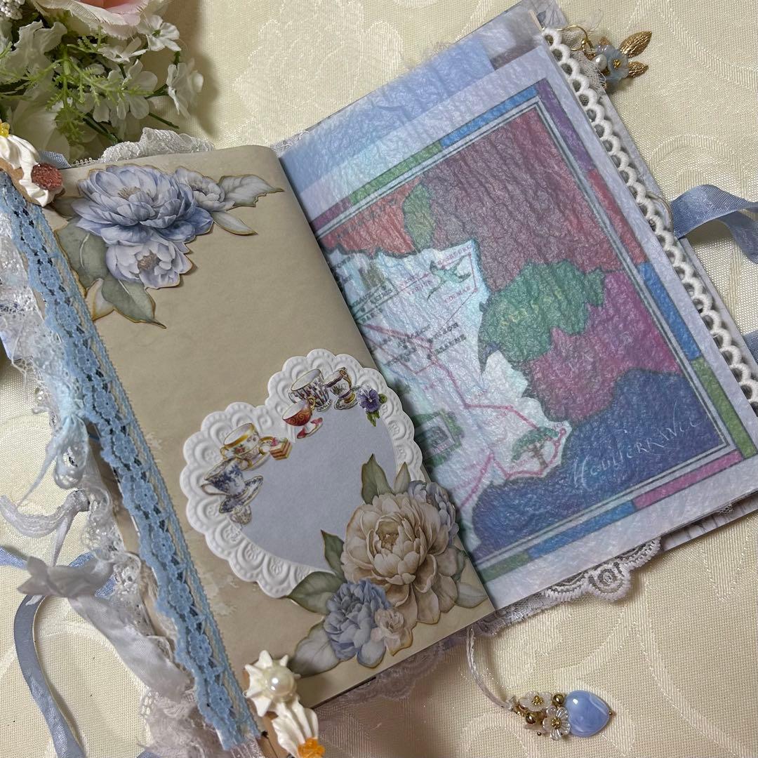 薔薇とレースのジャンクジャーナル・雑記帳　Blue Wedding
