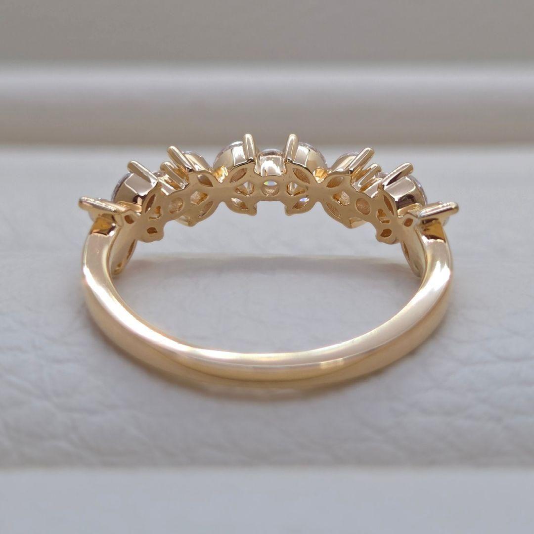 モアサナイト フラワーハーフエタニティリング｜GTC鑑別書付き《約14号》