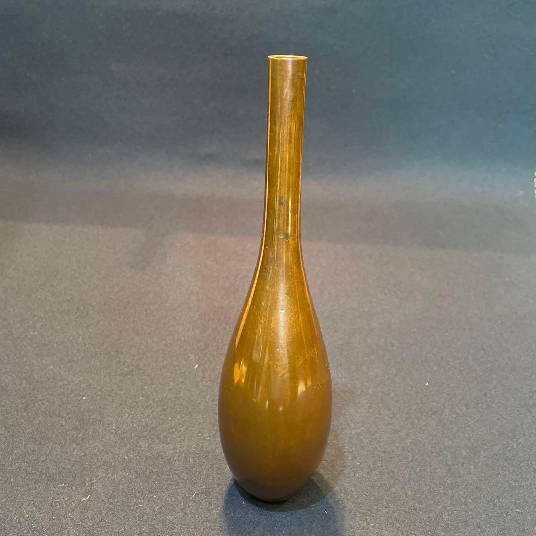 茶道具 華道具【八島 望舟】(造)の『鋳銅 花挿』共箱※美品　花器　花入