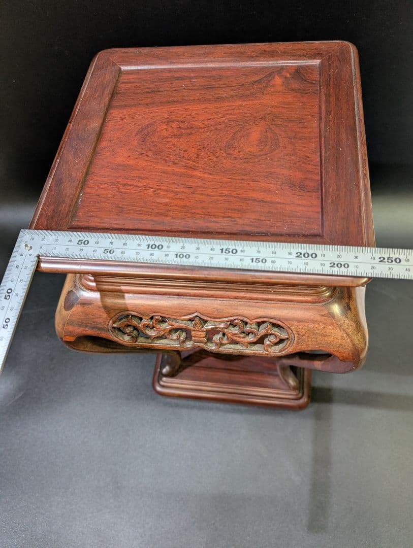 唐木 猫脚 木製 透かし彫り 花台 香炉台 高卓 茶道 華道具 無垢材 3,2㌔