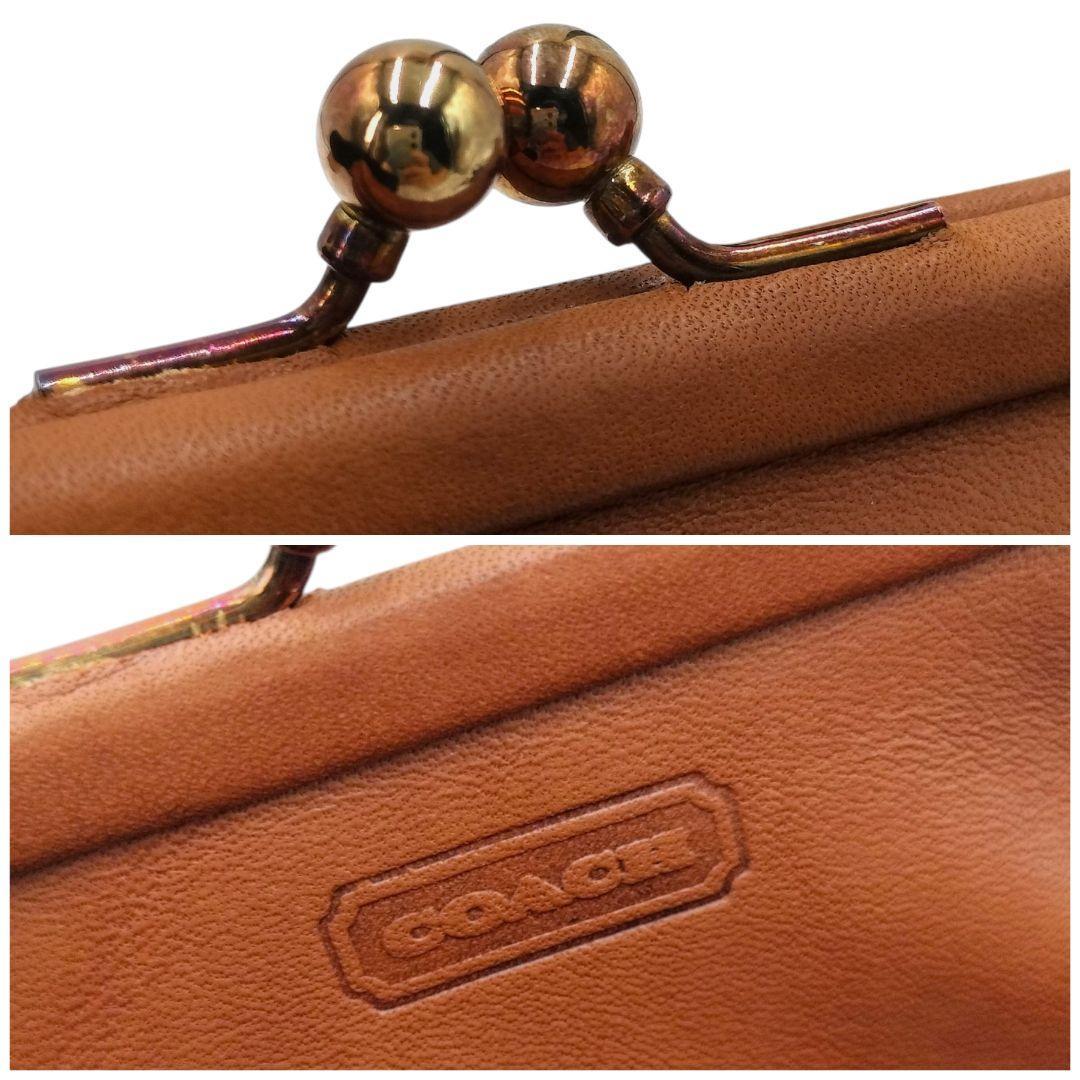 小物 Old Coach kiss lock coin purse Leather