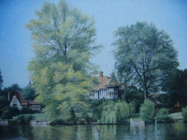 芦田芳生【河畔風景】希少画集画、状態良好、新品高級額装付