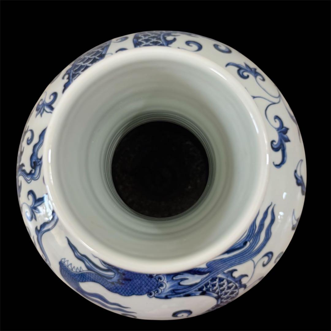 箱、証明書付】青花龍紋天球瓶 中華民国 国立故宮博物院 壺