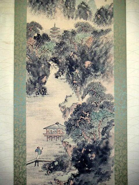 ♥掛軸　模写　日本画　椿 椿山　掛け軸　共箱付き