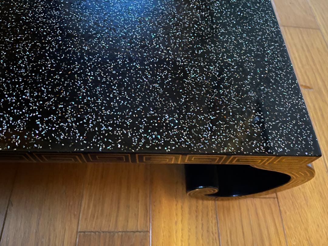 輪島塗 木製花台 青貝梨地黒漆（螺鈿入）