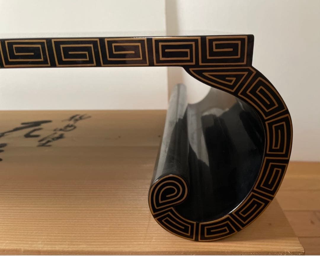 輪島塗 木製花台 青貝梨地黒漆（螺鈿入）