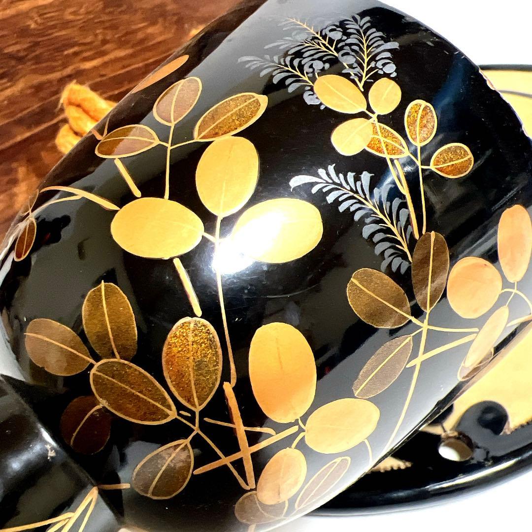 良品】鼓 蒔絵 小鼓 胴 和楽器 漆塗り 伝統芸能 能 歌舞伎 金彩