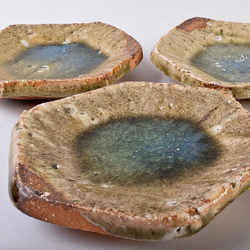 和食器 伊賀焼 西山窯 坂本瀧山作 銘々皿 五客 共箱 V