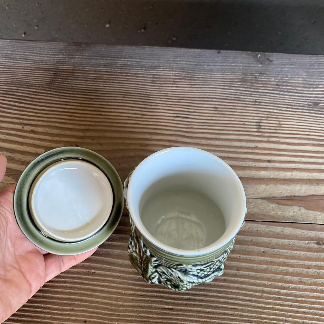 大きな龍の蓋付湯呑み 骨董 レトロ 立体 陽刻 彫刻 茶器 レア】 - メルカリ