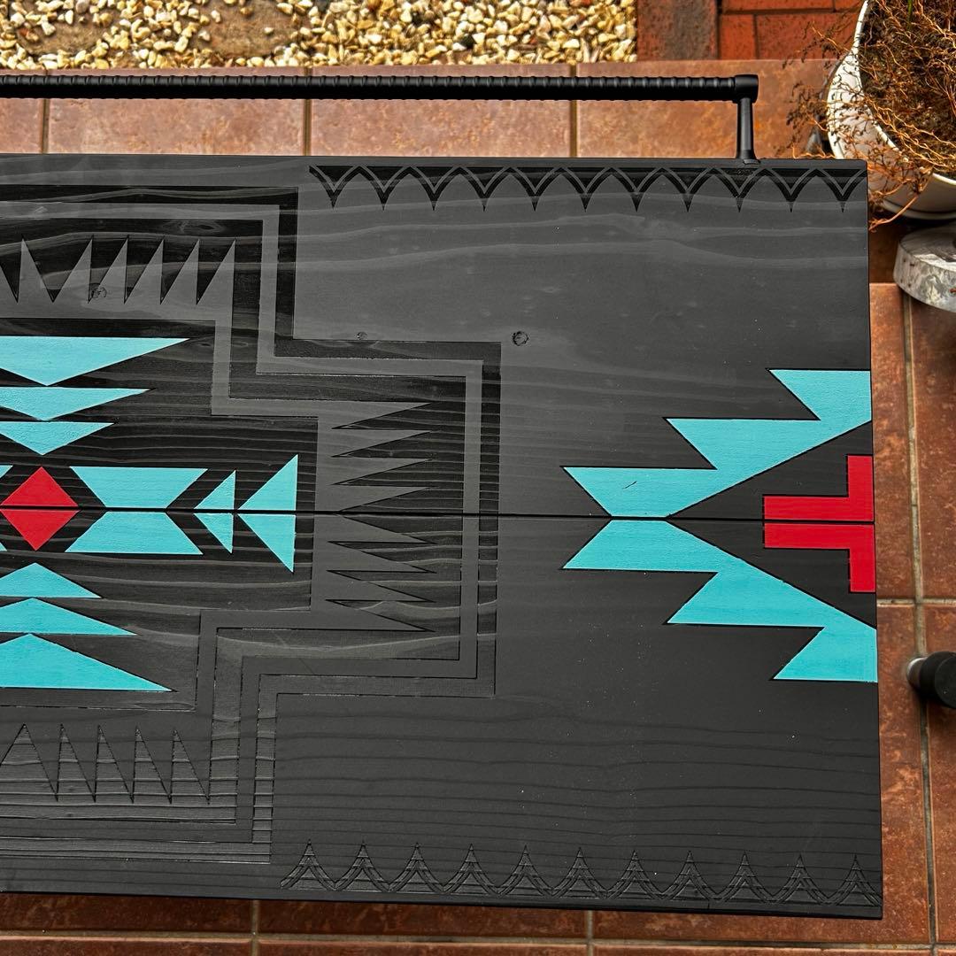 No.563 アイアンローテーブル オルテガテーブル ネイティブ柄