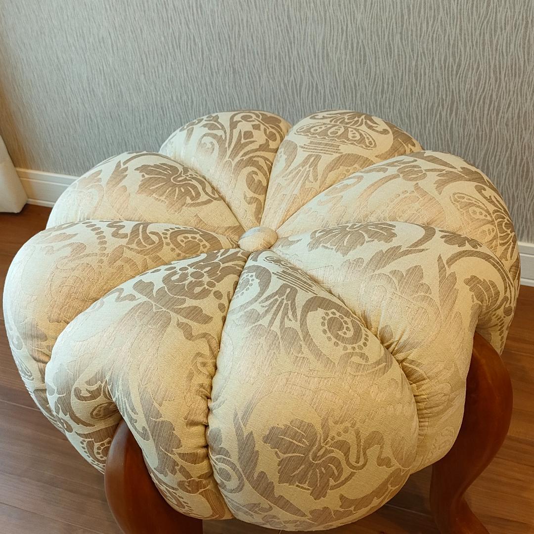 〈美品〉ロココ調　パンプキンスツール　猫脚　サイドチェア　オットマン