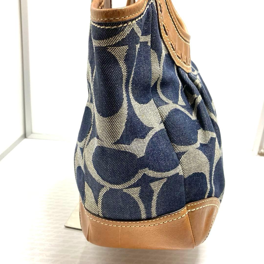 COACH デニム　トートバッグ ハンドバッグ　シグネチャー　レザー　肩掛け