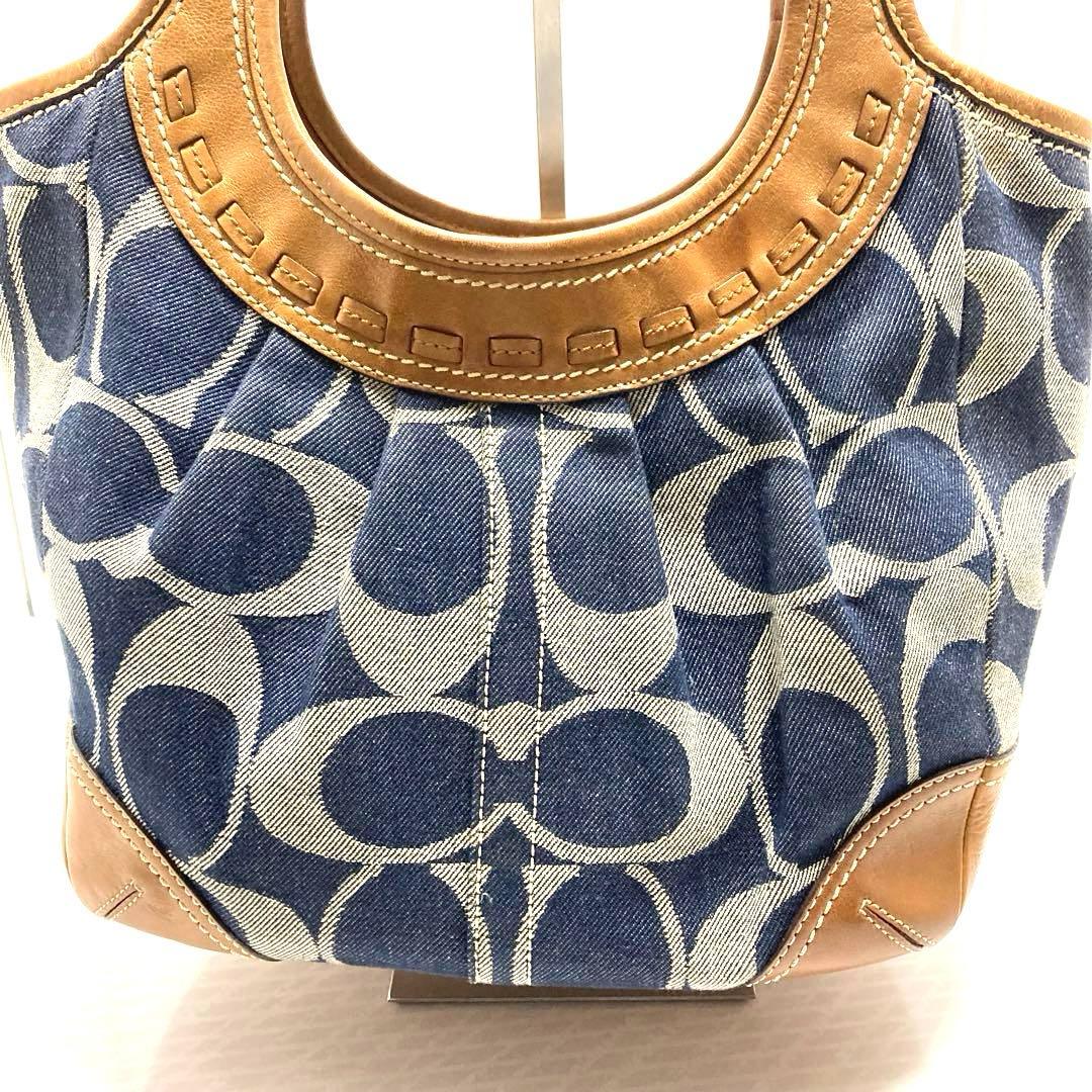 COACH デニム　トートバッグ ハンドバッグ　シグネチャー　レザー　肩掛け