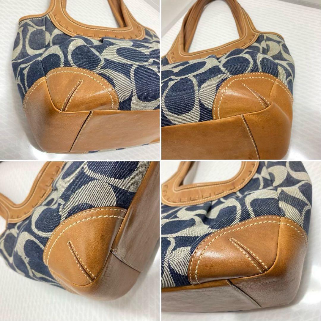 COACH デニム　トートバッグ ハンドバッグ　シグネチャー　レザー　肩掛け