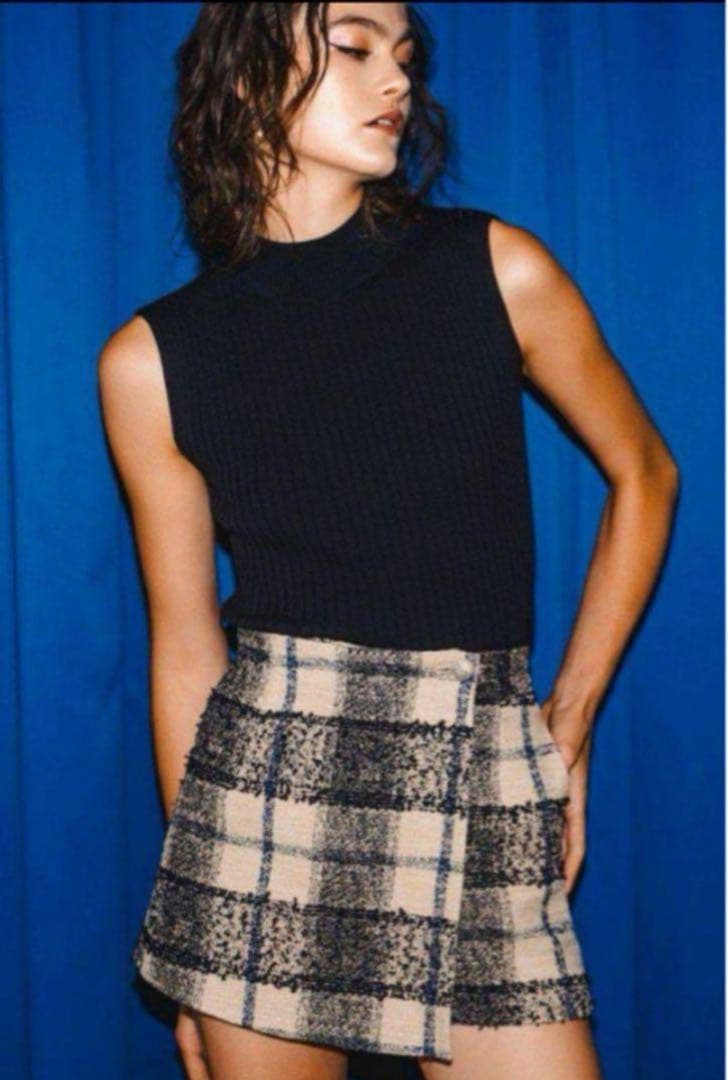 【大人気完売】sheller シェリエツイードチェックラップキュロット