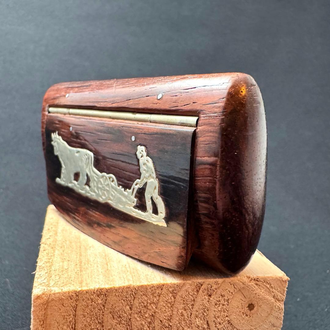 アンティーク スナッフボックス 嗅ぎタバコ入れ 象嵌装飾 銀 シルバー F657