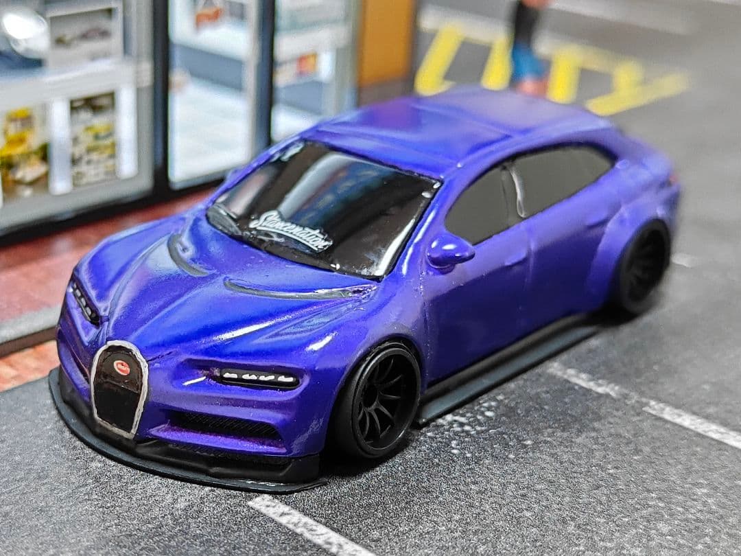 ホットウィールカスタム ポルシェ×シロン 顔面スワップ 深リム☆1トミカ改造