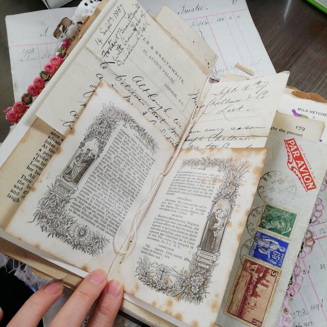 vintage pinkジャンクジャーナル　雑記帳　ヴィンテージ　お花と子ども