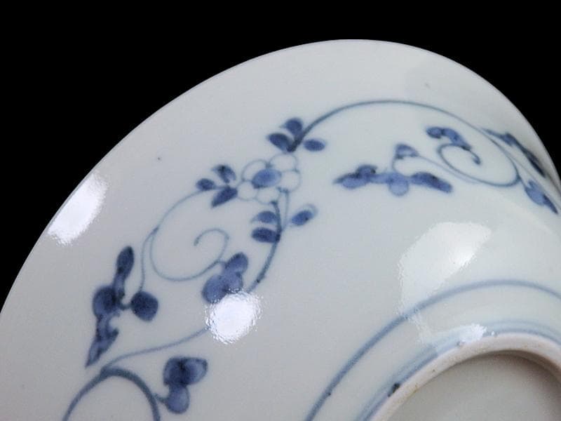 古伊万里　染付　牡丹葉繋ぎ紋　膾皿　春寒鉢　江戸期　C617AS-CVp