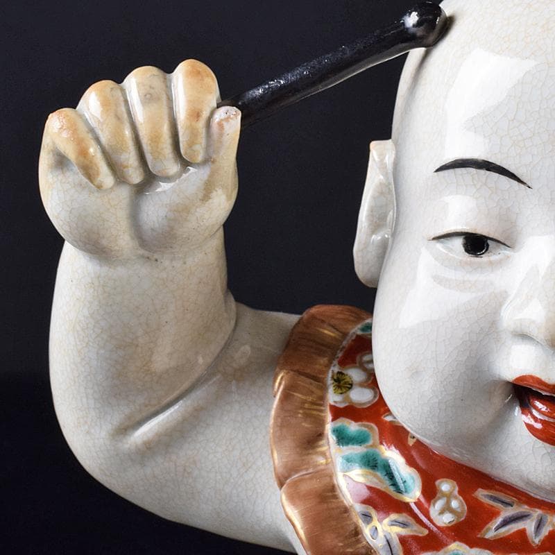 ちゅーちゃん 様専用 古伊万里 陶人形 色絵 太鼓打唐子像 置物 M