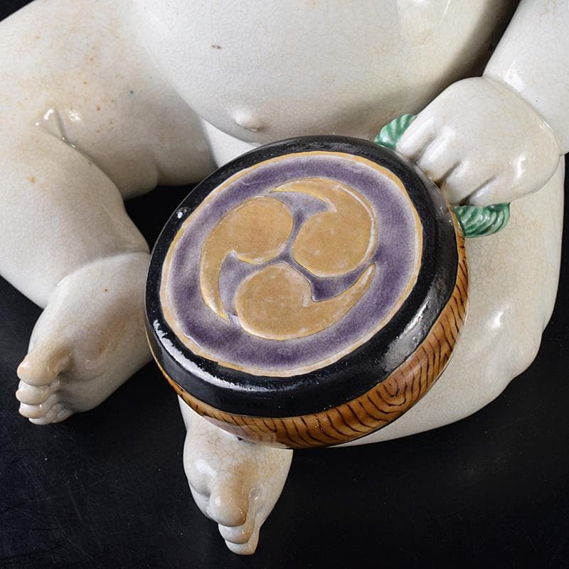 ちゅーちゃん 様専用 古伊万里 陶人形 色絵 太鼓打唐子像 置物 M