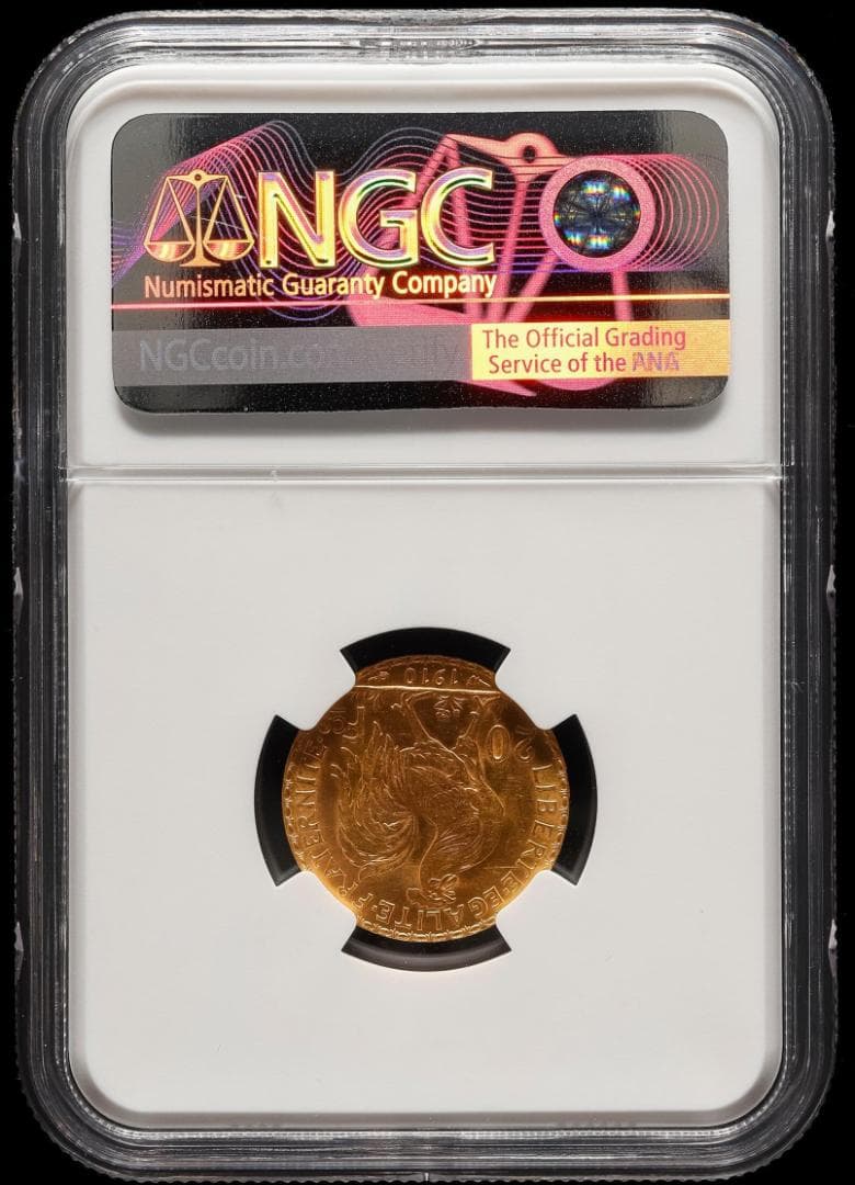 NGC-MS63フランス マリアンヌ金貨第三共和政 20フラン 1910