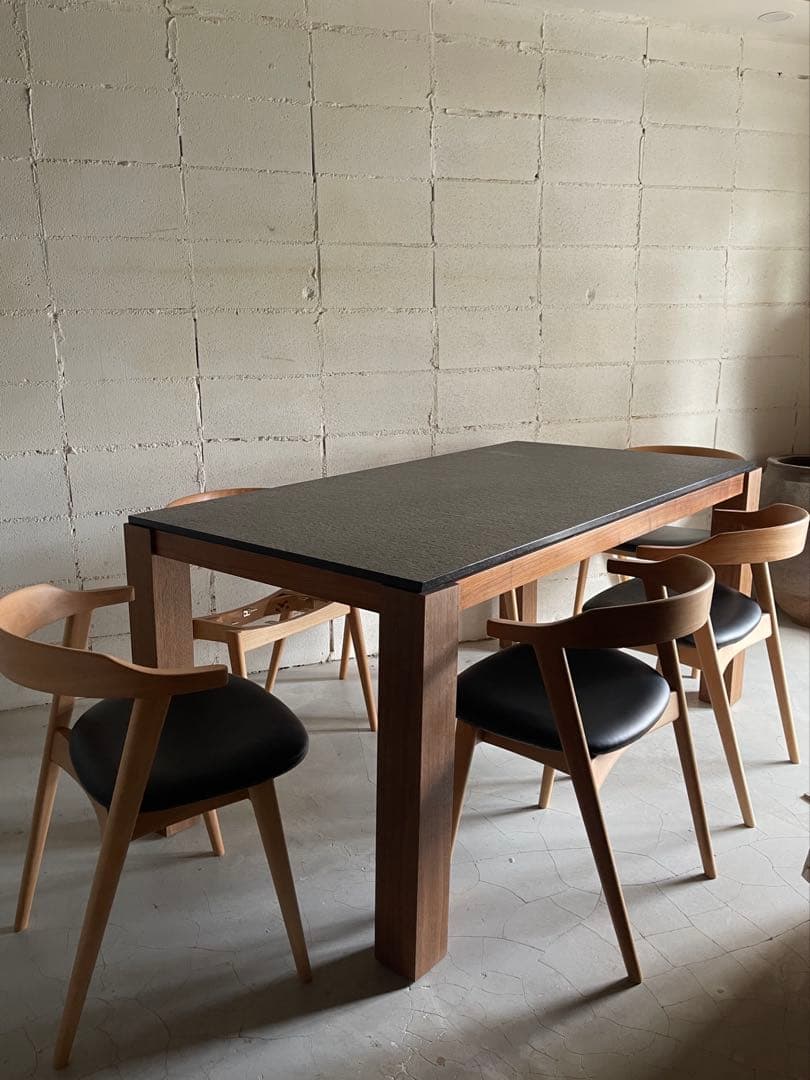 美品　御影石 × ウォールナット　ダイニングテーブル　ソングドリーム　160