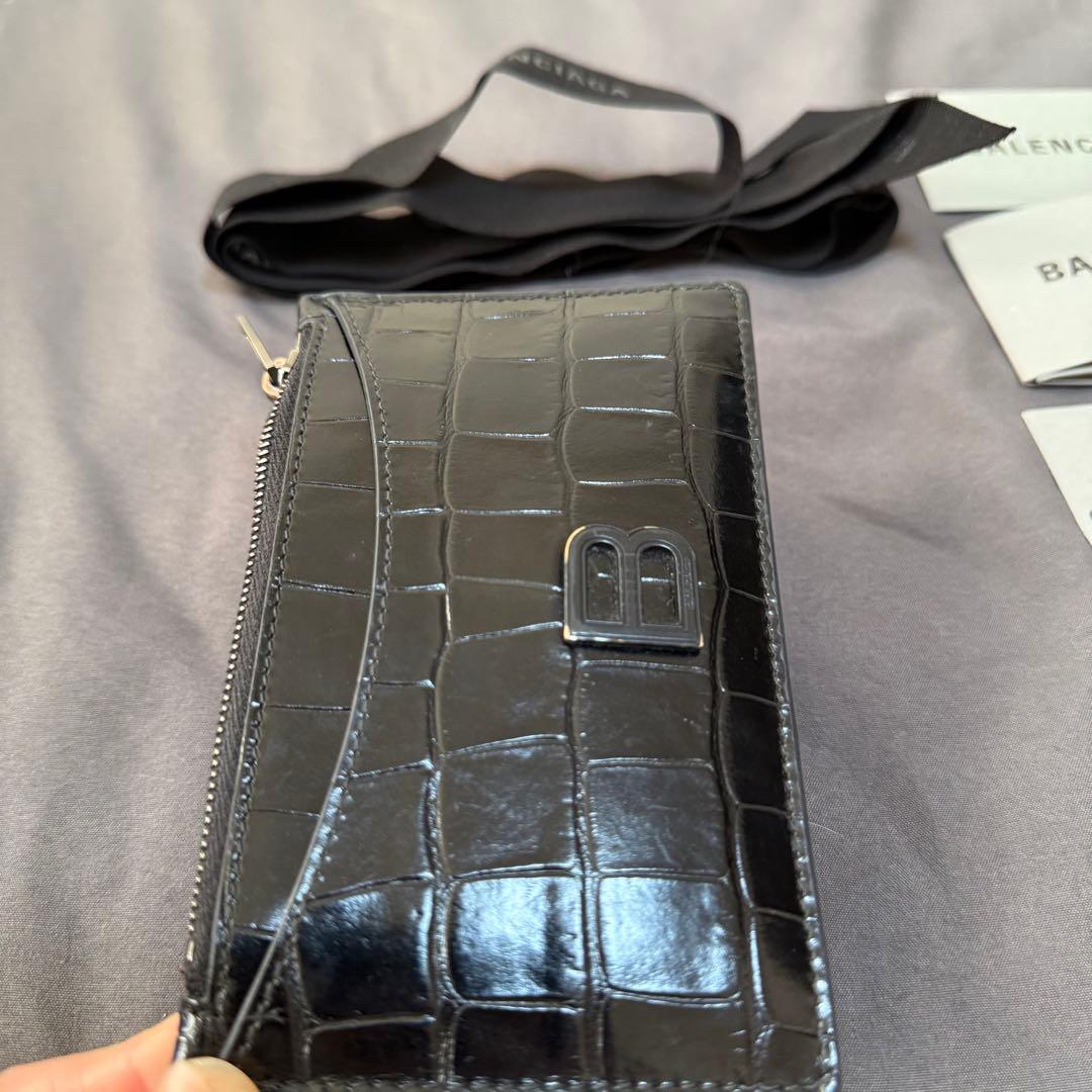 BALENCIAGA クロコ型押し &カードホルダー　ケース　ブラック