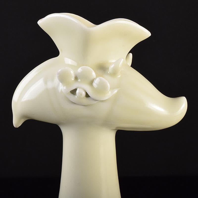 中国　官窯　白磁　陽刻　鳳凰唐草文　鳳首瓶　V　R7679