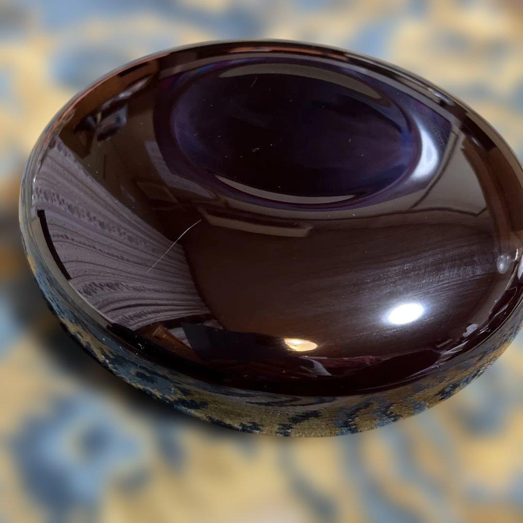 輪島塗　金色の扇模様　菓子入れ