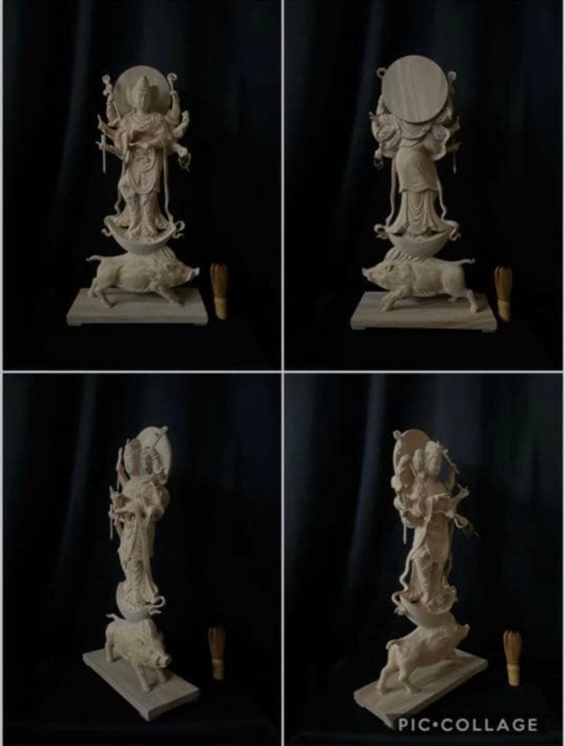 高57cm 井波彫刻 仏教工芸品 楠材 仏師で仕上げ品 護法善神