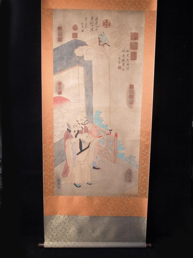 骨董掛け軸】人物図 中国夏珪南宋時代 肉筆保證 掛け軸 AK702A12-2