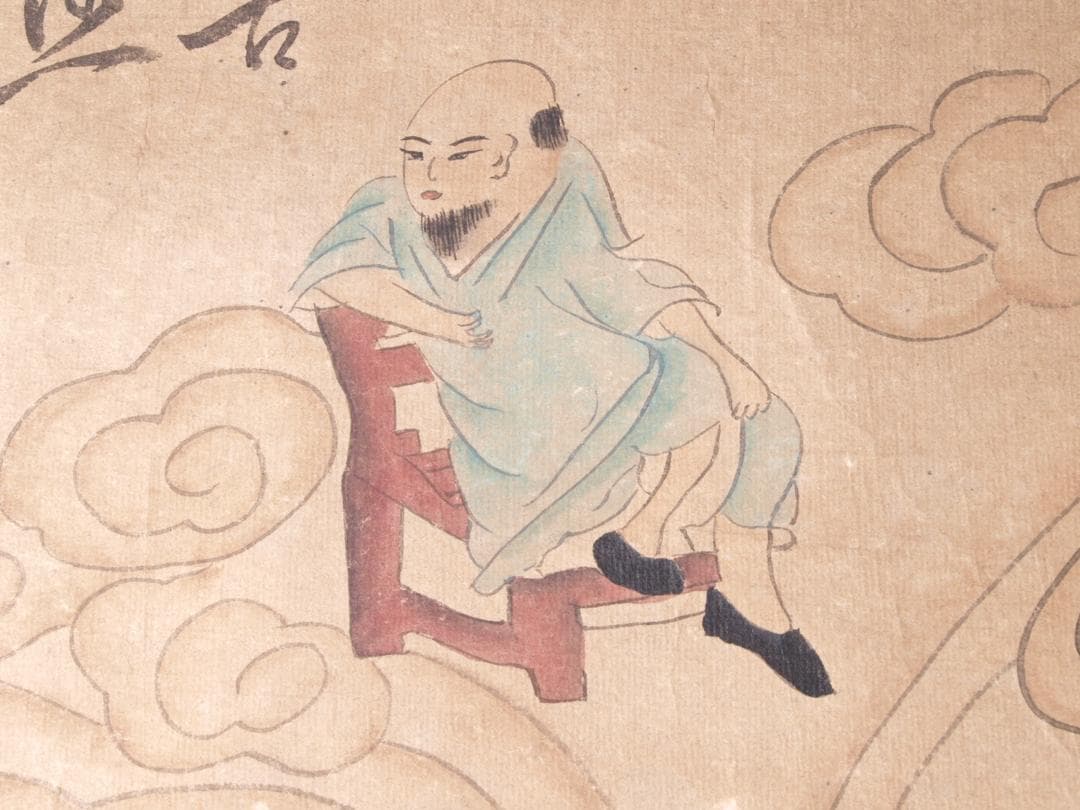 骨董掛け軸】人物図 中国夏珪南宋時代 肉筆保證 掛け軸 AK702A12-2