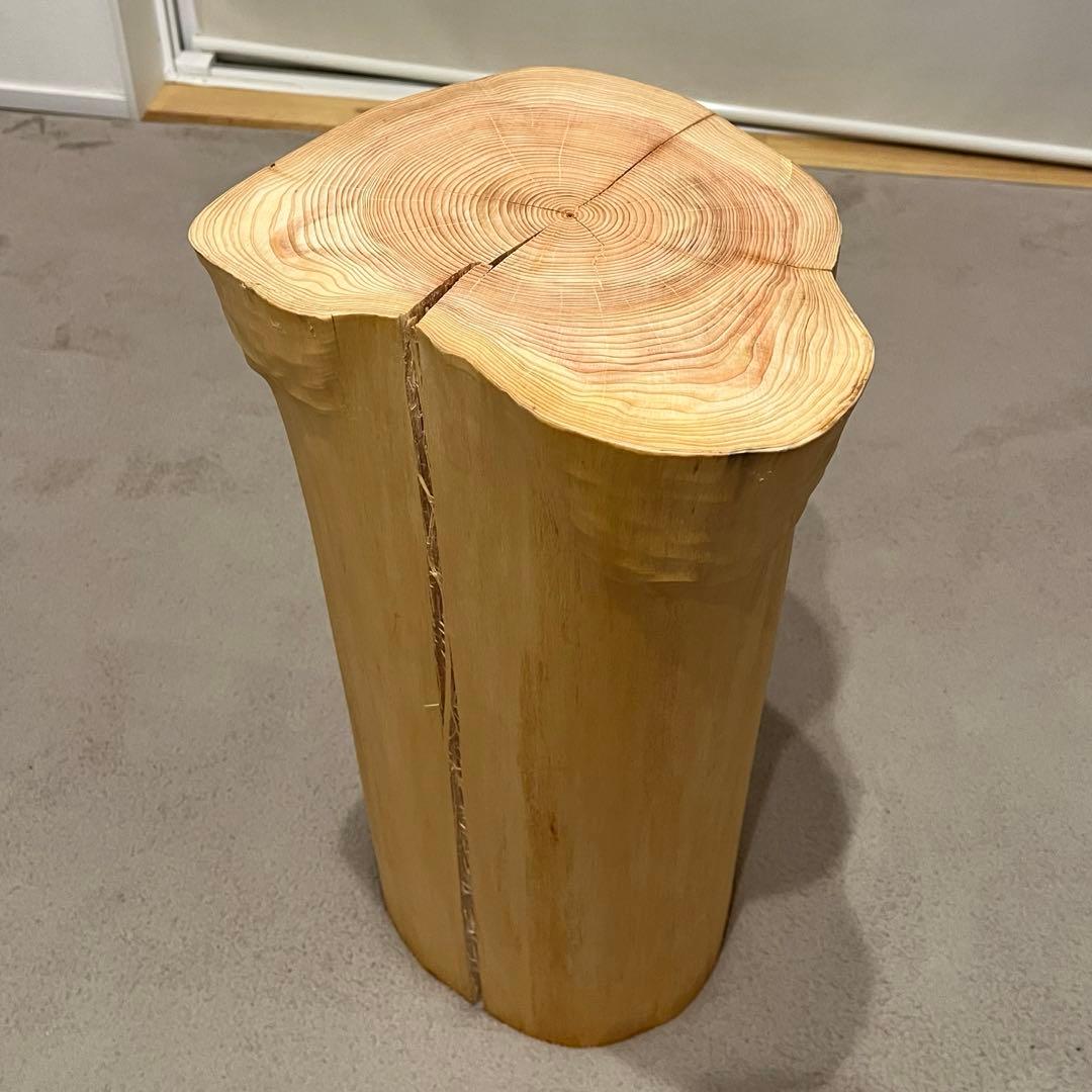 1434 檜　切り株　スツール　丸太椅子　チェア　磨き丸太　インテリア　オブジェ