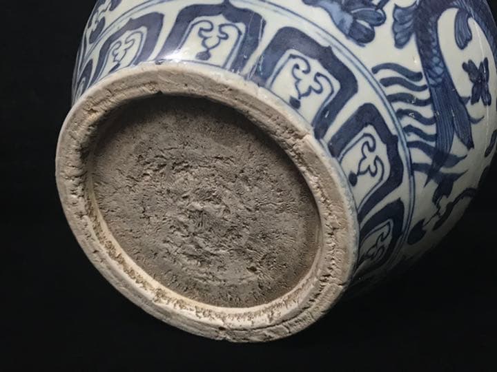 シノワズリ ビンテージ 染付 鱼藻紋飾り大壷 花瓶 甕
