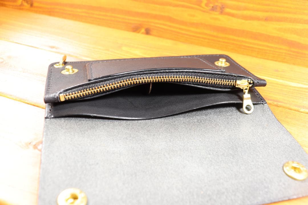 ロングトラッカーウォレット　真鍮　栃木レザー