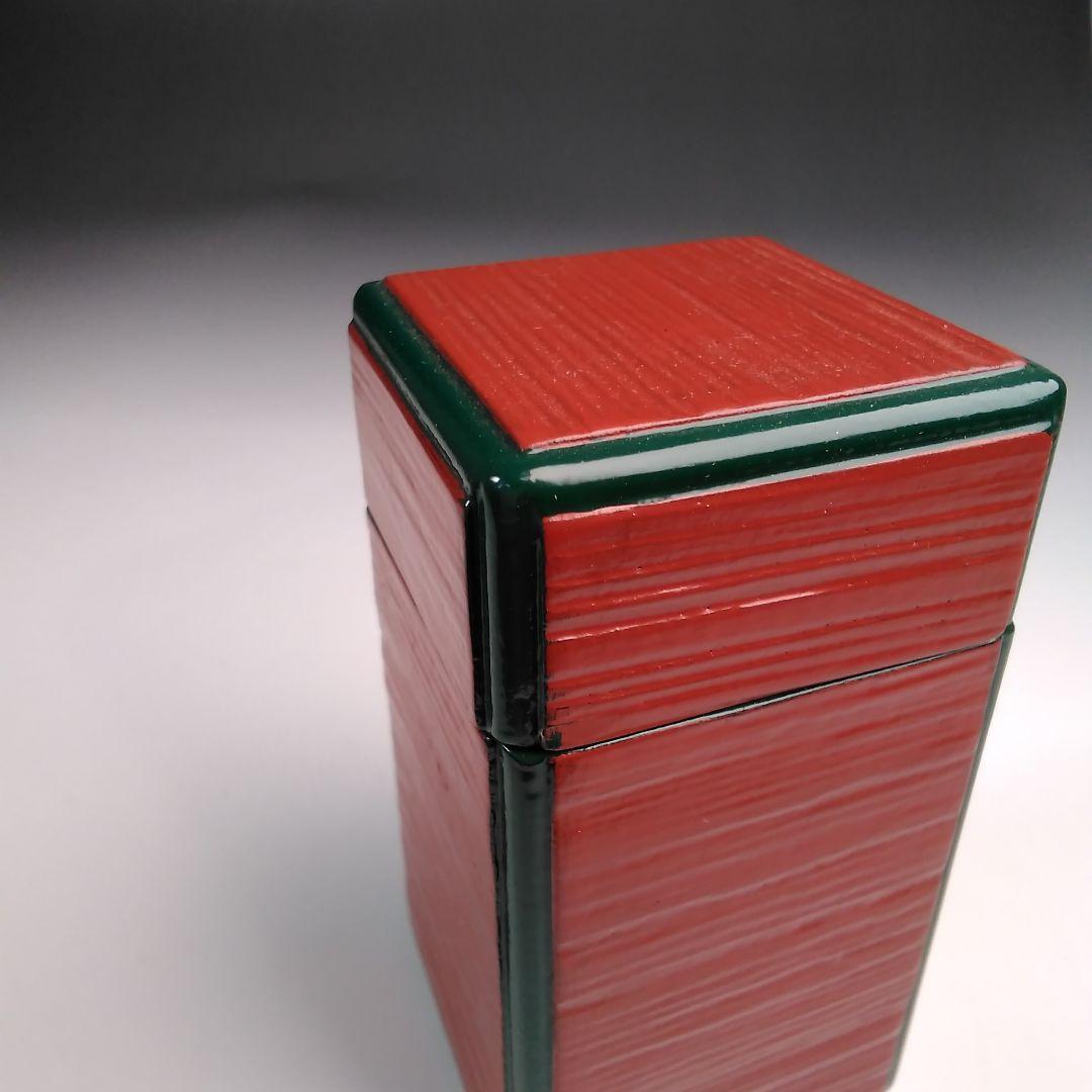 ア127 『加州　大井好雲斎』作『加賀蒔絵　一閑四方　朱瓜緑巻莨入　共箱』茶道具