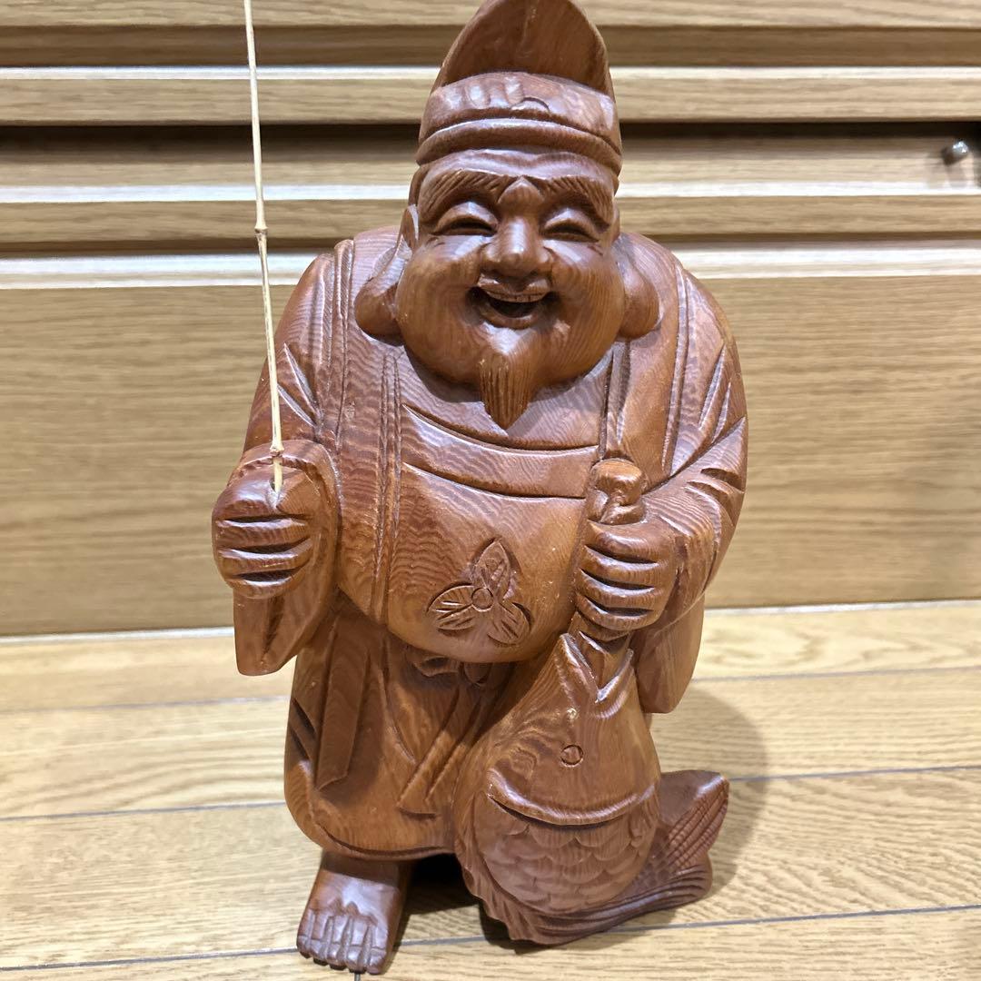 木製 福の神 彫刻 2体セット