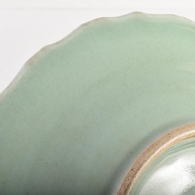 中国　成化年製　新渡　青磁　染付　輪花盤　皿　V　R8785