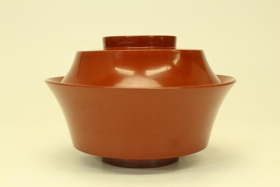 輪島塗 朱漆 沈金黒 風景蓋 八客(ZE460)